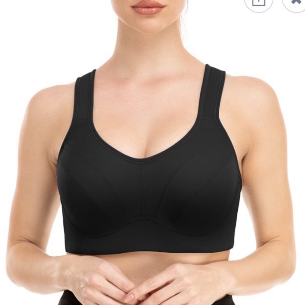 NWT! RB3 Active Women’s Black Solid Criss Cross Strappy Sports Bra Size Large